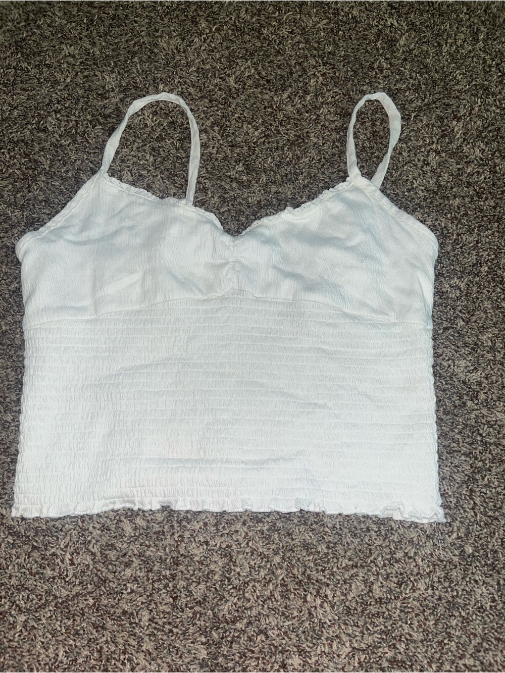 No Boundaries White Smocked Cami Crop Top